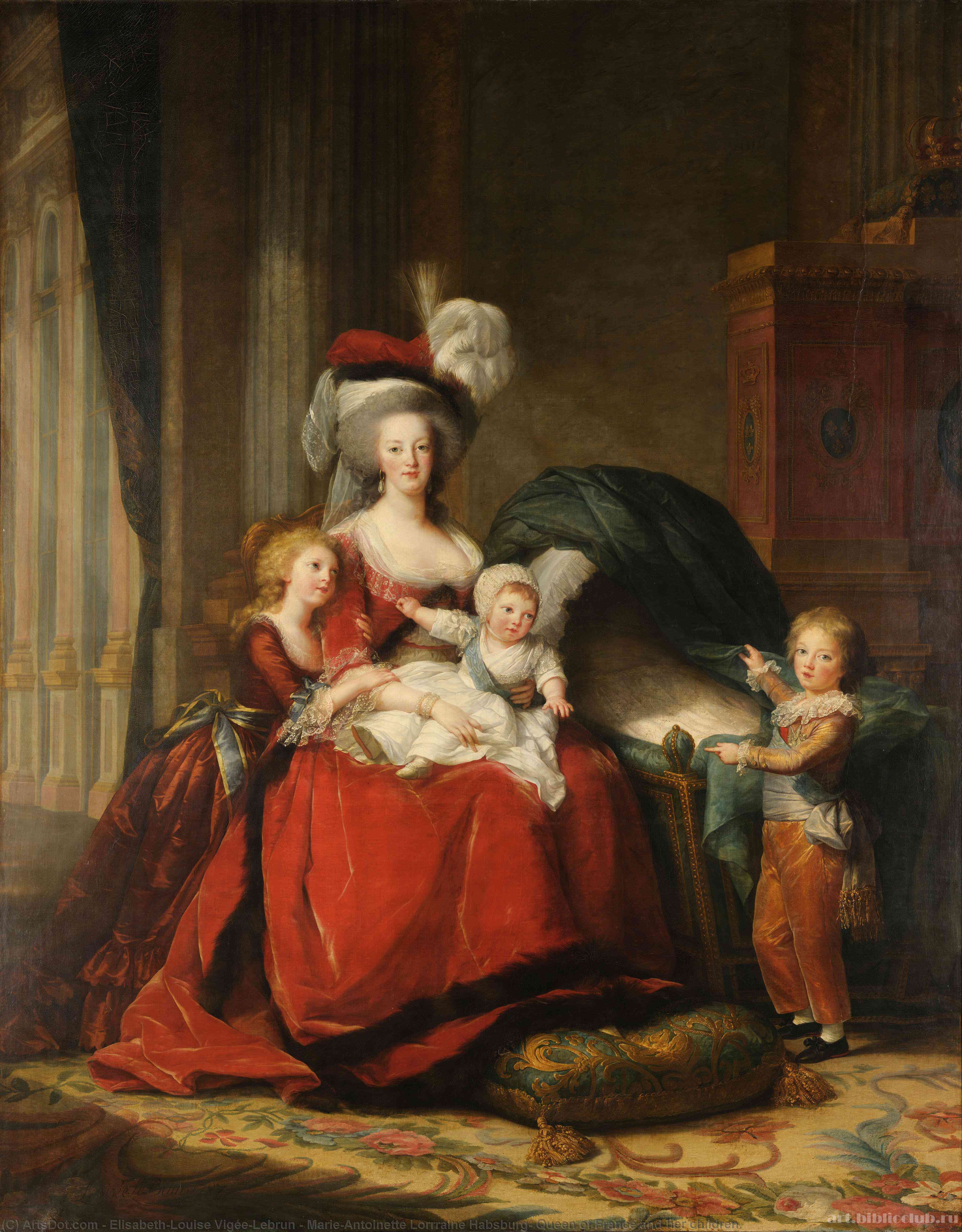 Wikioo.org - The Encyclopedia of Fine Arts - Painting, Artwork by Elisabeth-Louise Vigée-Lebrun - Marie-Antoinette Lorrraine Habsburg, Queen of France and her children.