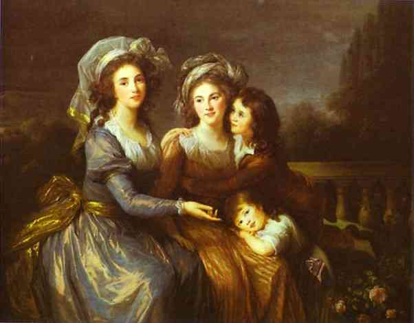 Wikioo.org - The Encyclopedia of Fine Arts - Painting, Artwork by Elisabeth-Louise Vigée-Lebrun - The Marquise de Peze and the Marquise de Rouget with Her Two Children