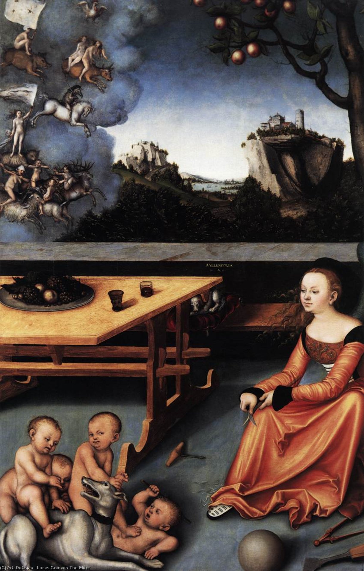 WikiOO.org - Encyclopedia of Fine Arts - Festés, Grafika Lucas Cranach The Elder - An Allegory of Melancholy