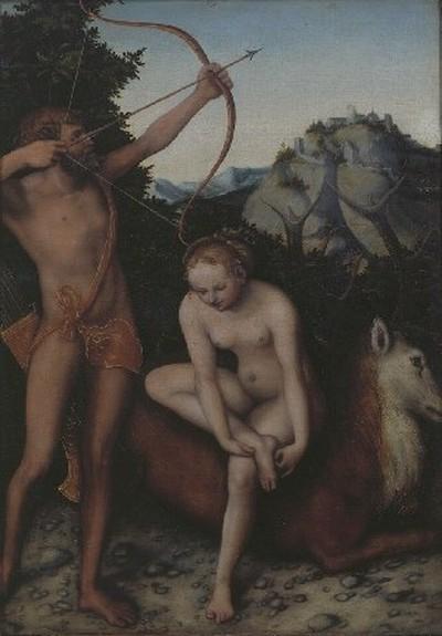 Wikioo.org - The Encyclopedia of Fine Arts - Painting, Artwork by Lucas Cranach The Elder - Apollo and Diana in the Wood