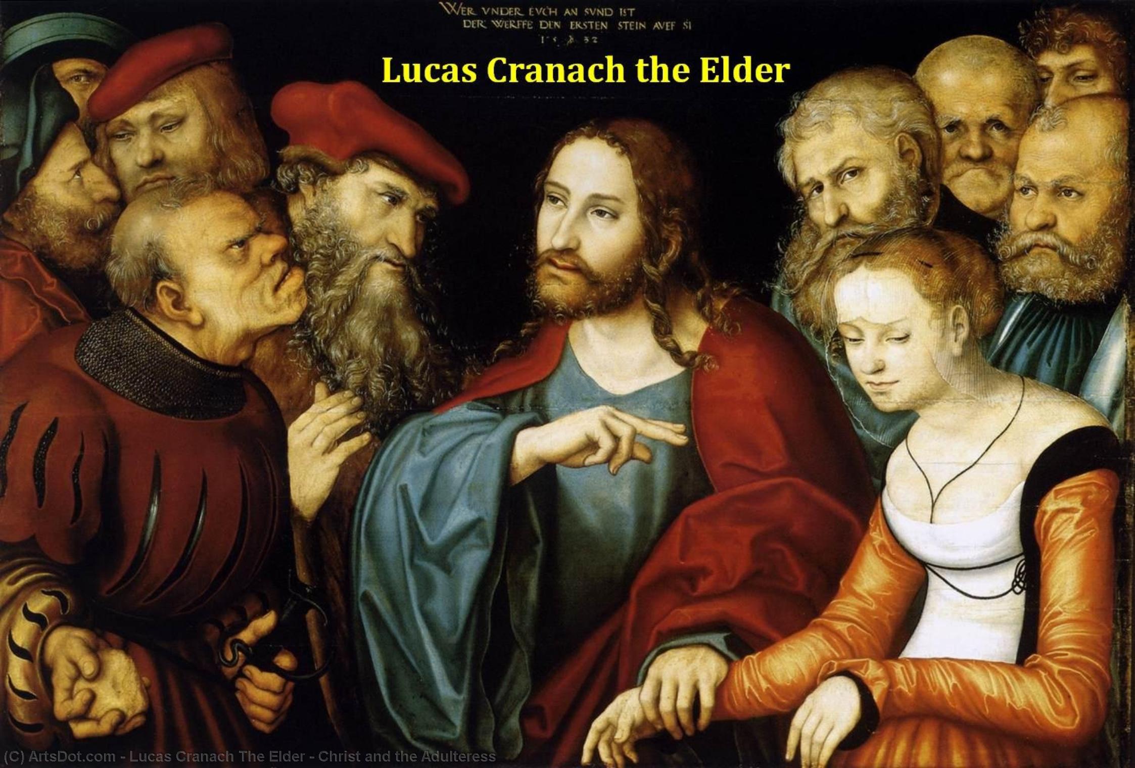 Wikoo.org - موسوعة الفنون الجميلة - اللوحة، العمل الفني Lucas Cranach The Elder - Christ and the Adulteress