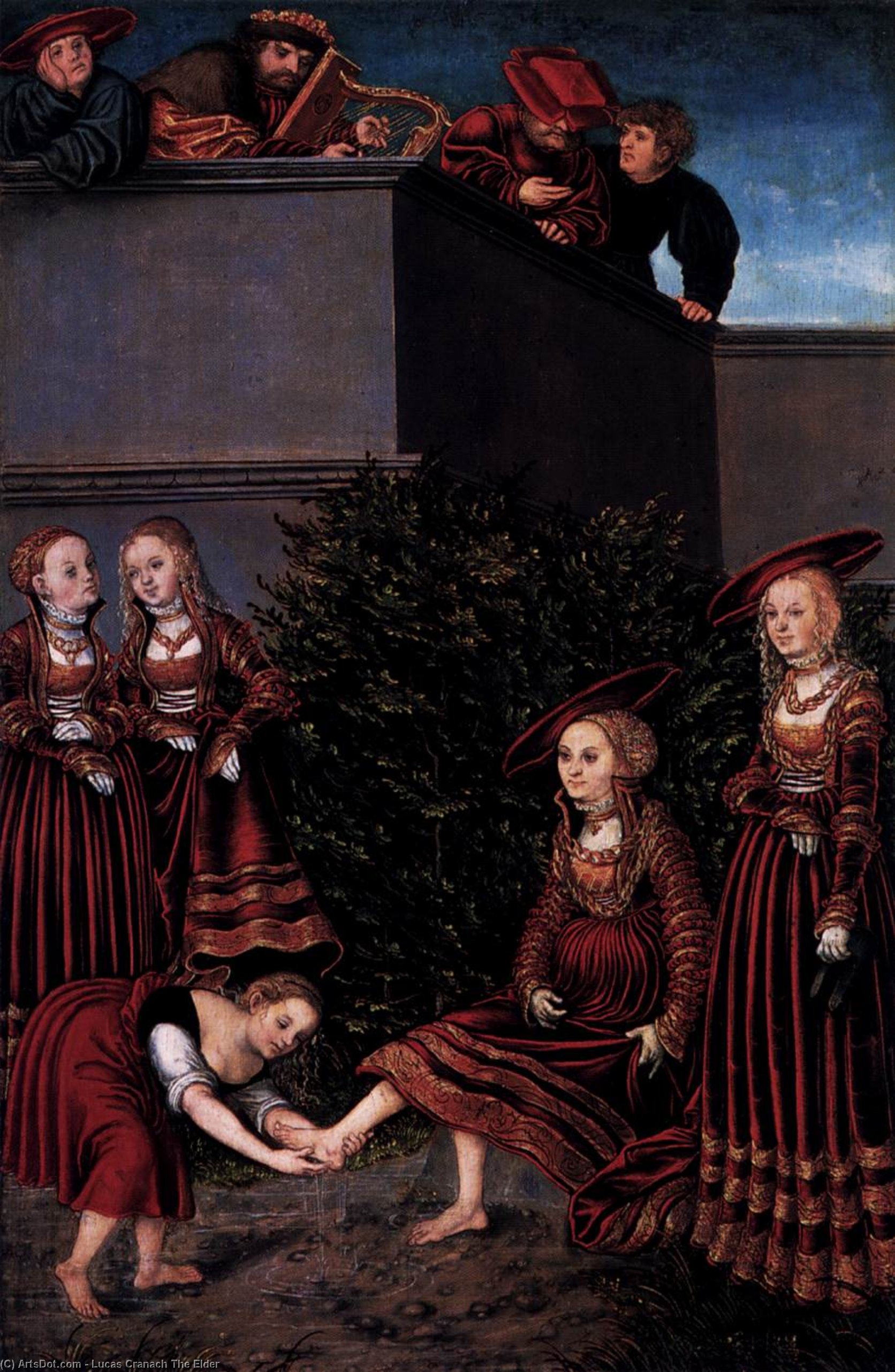 Wikioo.org - The Encyclopedia of Fine Arts - Painting, Artwork by Lucas Cranach The Elder - David and Bathsheba
