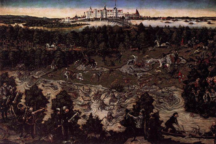 Wikioo.org - The Encyclopedia of Fine Arts - Painting, Artwork by Lucas Cranach The Elder - Hunt in Honour of Charles V at the Castle of Torgau 1
