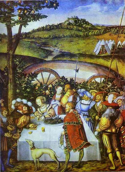 Wikoo.org - موسوعة الفنون الجميلة - اللوحة، العمل الفني Lucas Cranach The Elder - Judith Dining with Holofernes