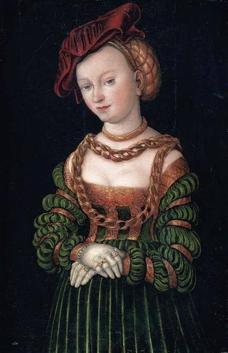 Wikoo.org - موسوعة الفنون الجميلة - اللوحة، العمل الفني Lucas Cranach The Elder - Portrait of a Young Woman 1