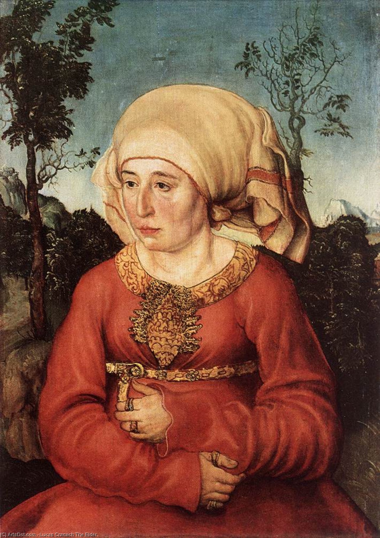 Wikioo.org - The Encyclopedia of Fine Arts - Painting, Artwork by Lucas Cranach The Elder - Portrait of Frau Reuss