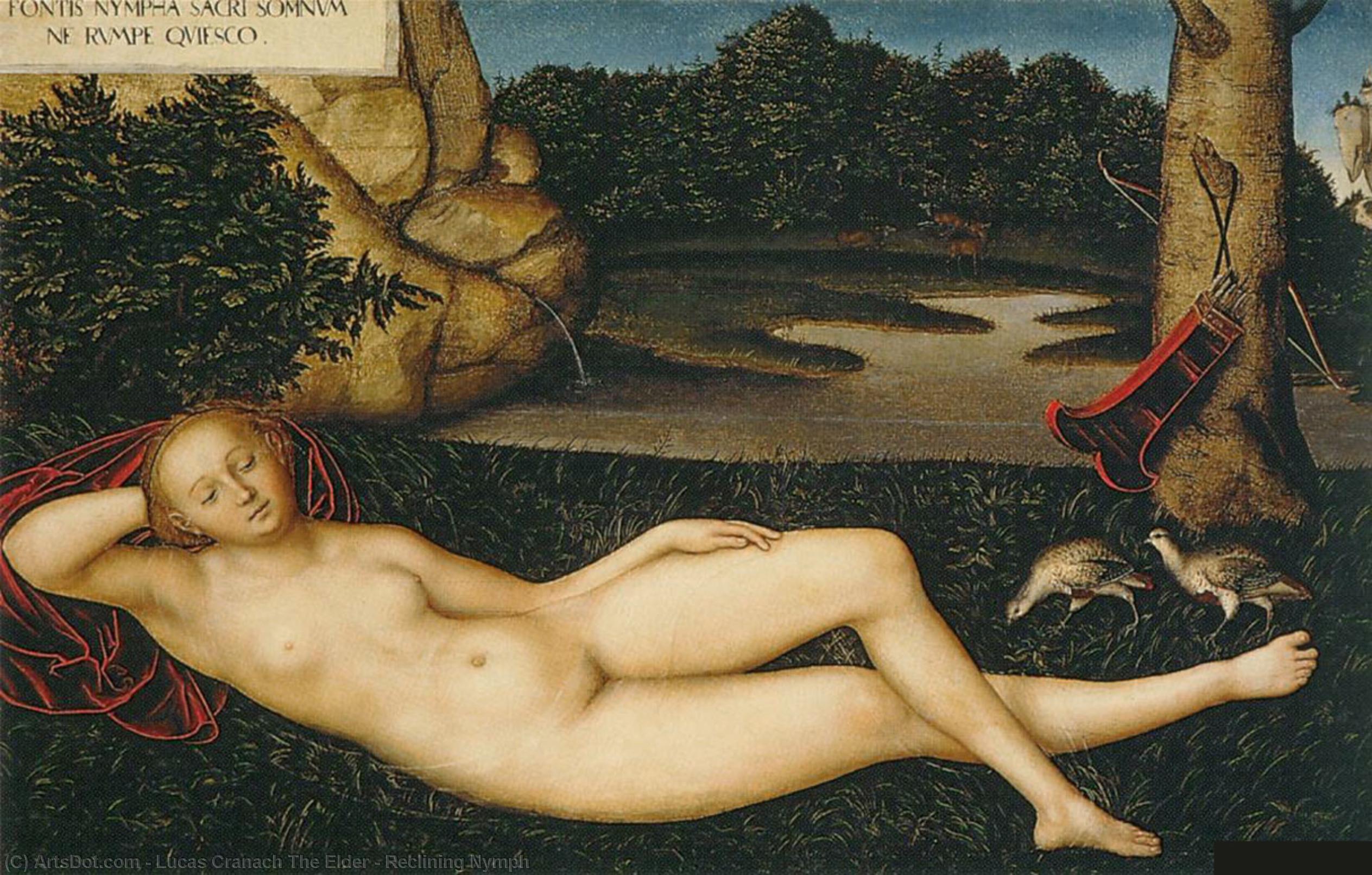 Wikioo.org - The Encyclopedia of Fine Arts - Painting, Artwork by Lucas Cranach The Elder - Reclining Nymph