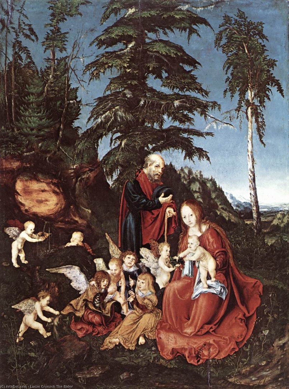 WikiOO.org - Encyclopedia of Fine Arts - Maleri, Artwork Lucas Cranach The Elder - The Rest on the Flight into Egypt