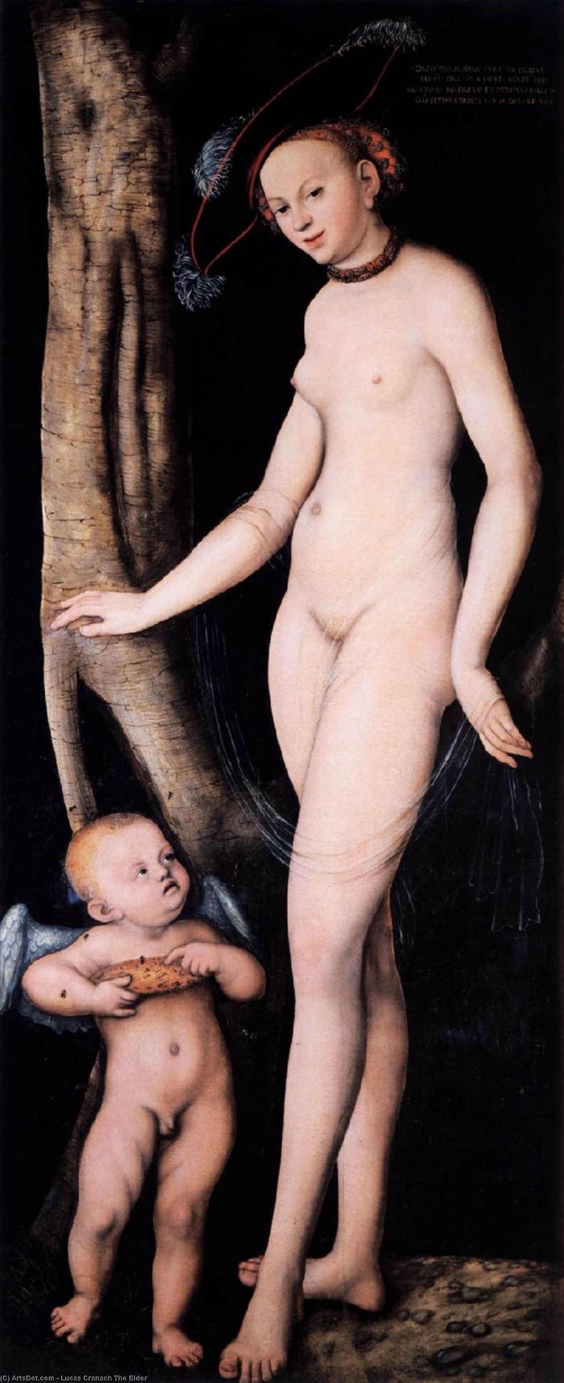 Wikoo.org - موسوعة الفنون الجميلة - اللوحة، العمل الفني Lucas Cranach The Elder - Venus and Cupid with a Honeycomb