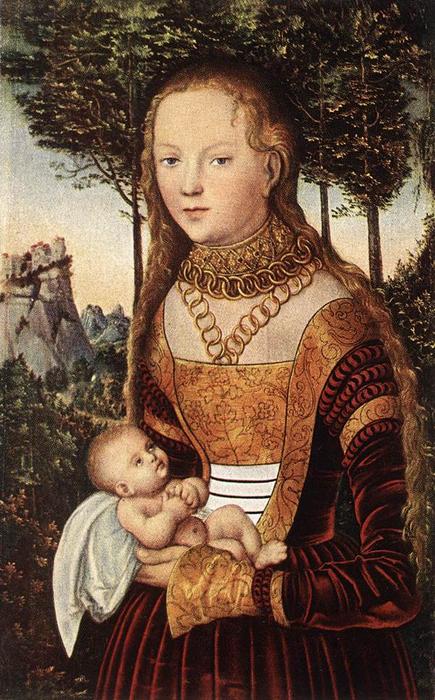 Wikioo.org - The Encyclopedia of Fine Arts - Painting, Artwork by Lucas Cranach The Elder - Young Mother with Child