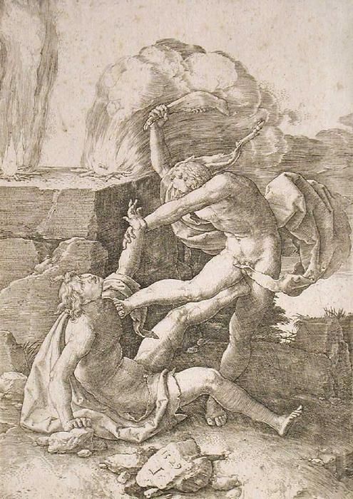 WikiOO.org - Enciklopedija likovnih umjetnosti - Slikarstvo, umjetnička djela Lucas Van Leyden - Cain Killing Abel