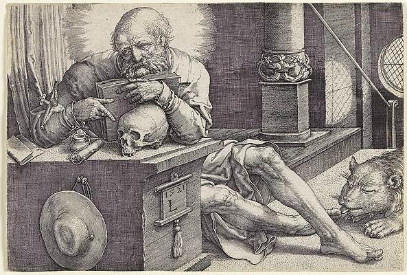 WikiOO.org - Enciklopedija likovnih umjetnosti - Slikarstvo, umjetnička djela Lucas Van Leyden - Saint Jerome in His Study