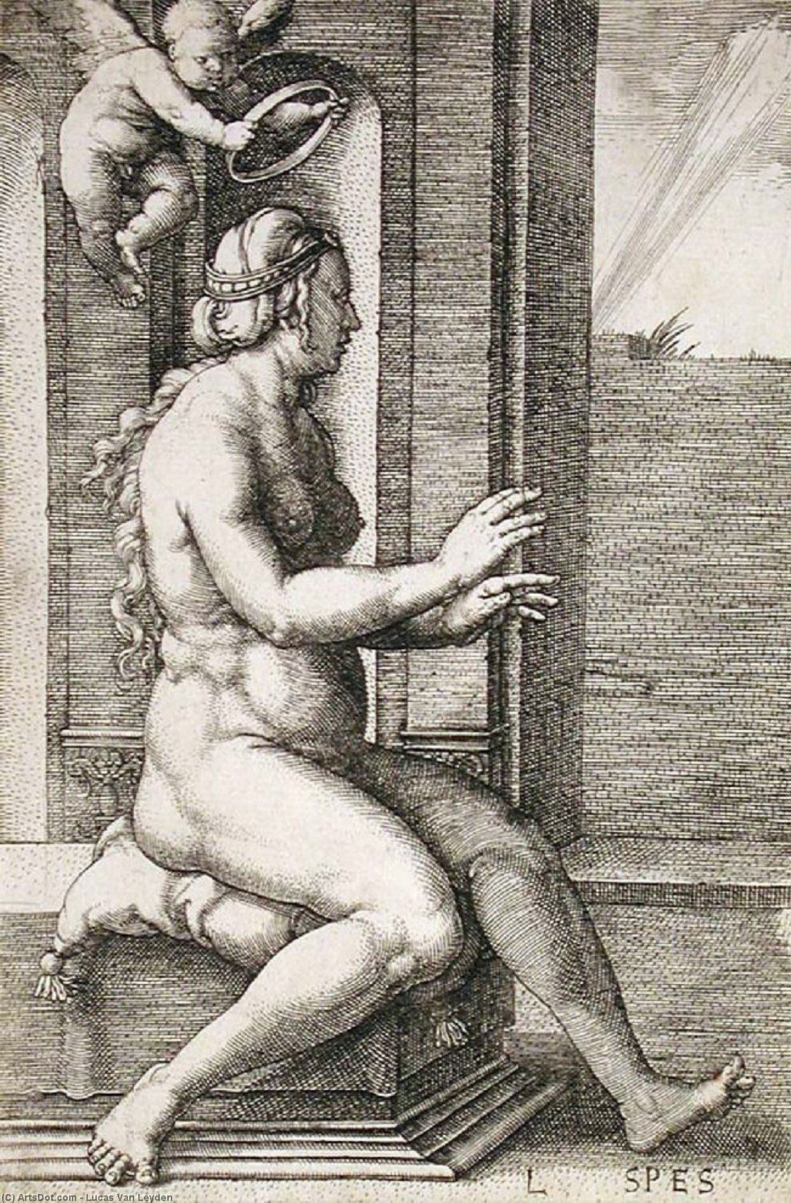 WikiOO.org - Encyclopedia of Fine Arts - Maleri, Artwork Lucas Van Leyden - Spes (Hope)