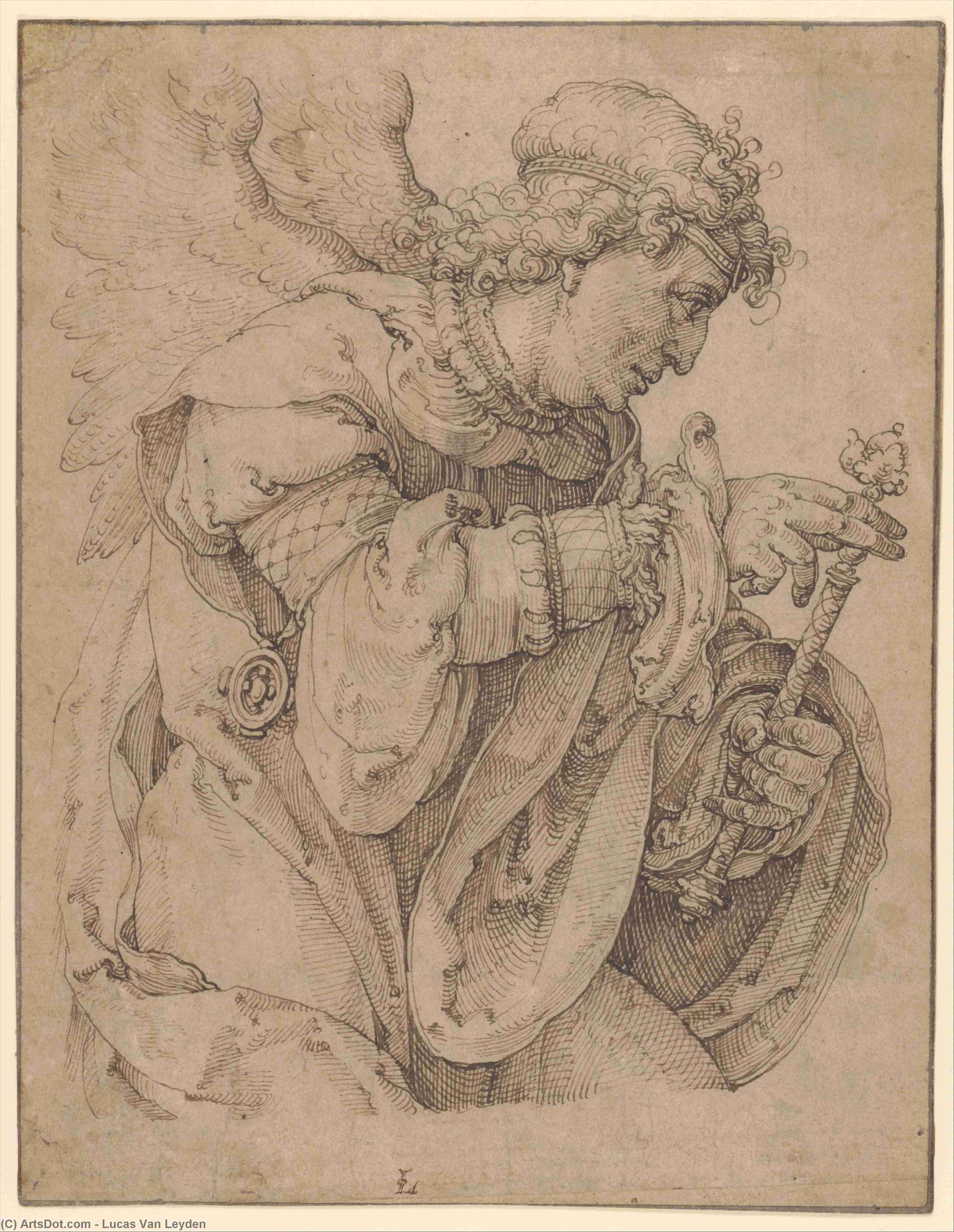 Wikioo.org - The Encyclopedia of Fine Arts - Painting, Artwork by Lucas Van Leyden - The archangel Gabriel