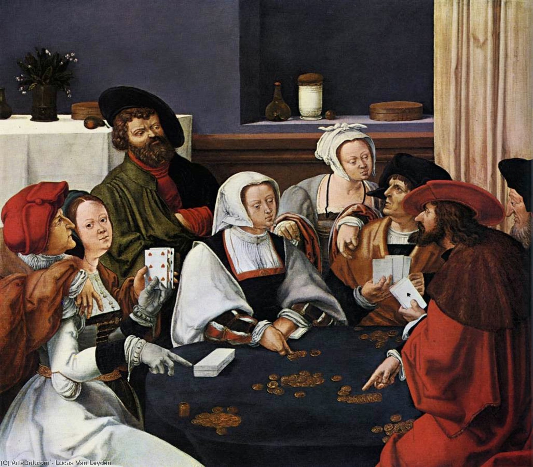 Wikioo.org - The Encyclopedia of Fine Arts - Painting, Artwork by Lucas Van Leyden - The Card Players 2
