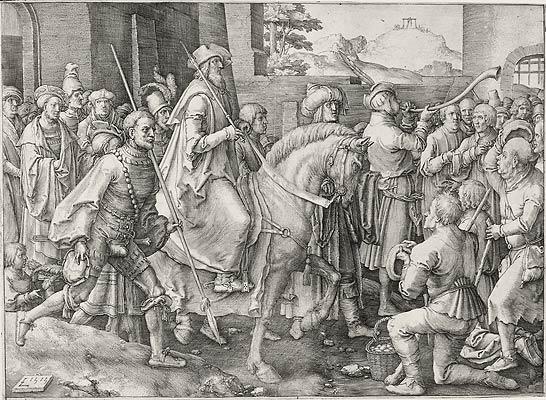 WikiOO.org - Енциклопедия за изящни изкуства - Живопис, Произведения на изкуството Lucas Van Leyden - The Triumph of Mordecai