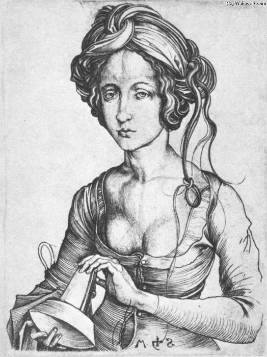 Wikioo.org - The Encyclopedia of Fine Arts - Painting, Artwork by Martin Schongauer - A Foolish Virgin