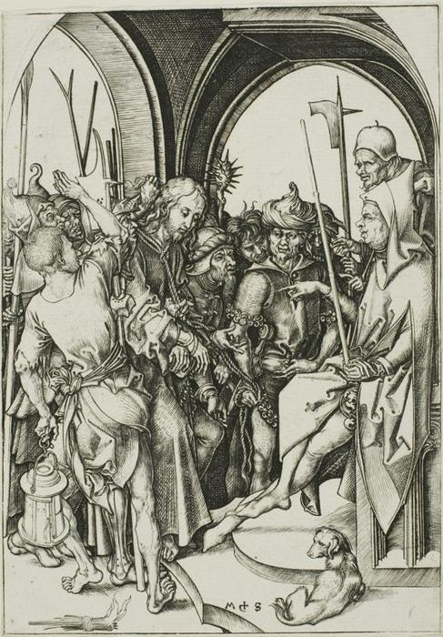 Wikioo.org - The Encyclopedia of Fine Arts - Painting, Artwork by Martin Schongauer - Chirst Before Annas