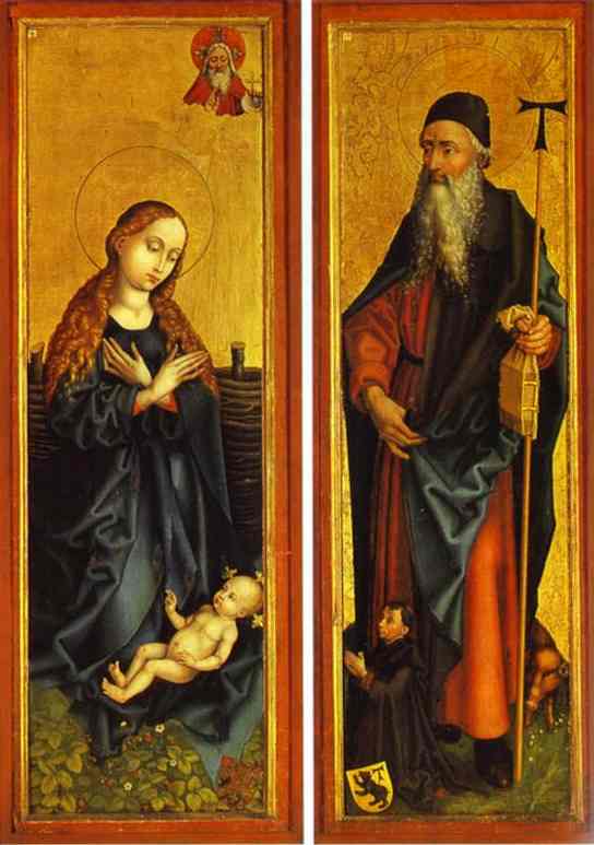 WikiOO.org - Encyclopedia of Fine Arts - Malba, Artwork Martin Schongauer - Nativity and St. Anthony