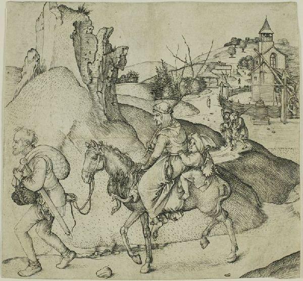 Wikioo.org - The Encyclopedia of Fine Arts - Painting, Artwork by Martin Schongauer - Peasant Family Going to Market
