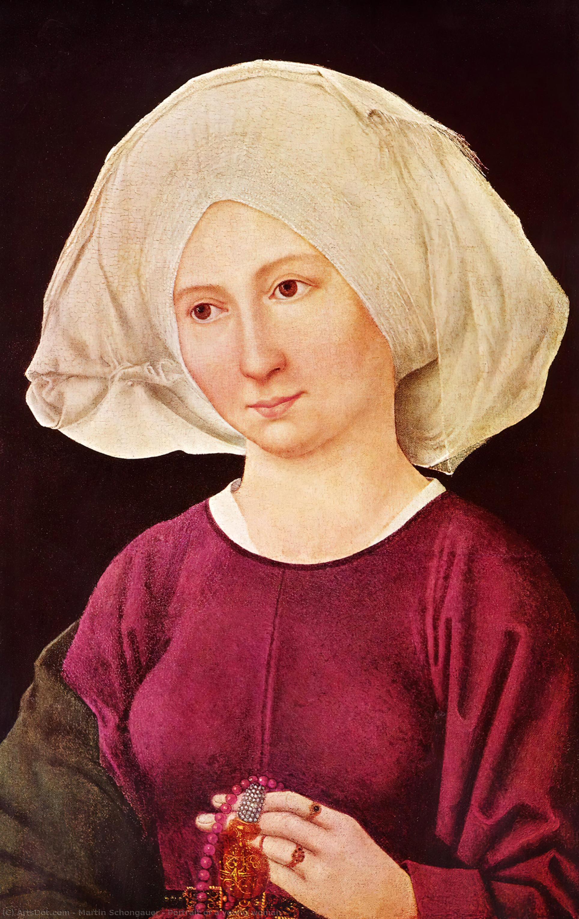WikiOO.org - Enciclopédia das Belas Artes - Pintura, Arte por Martin Schongauer - Portrait of a young woman