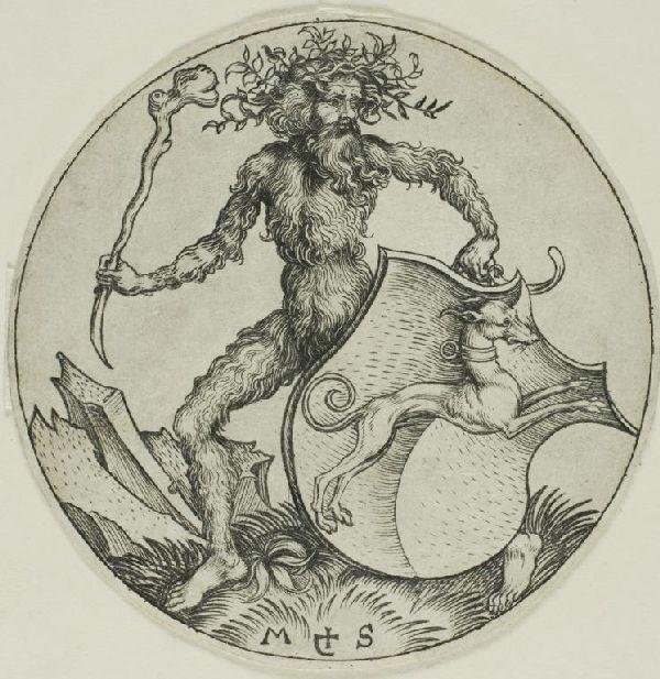 WikiOO.org - Encyclopedia of Fine Arts - Festés, Grafika Martin Schongauer - Shield with a Greyhound