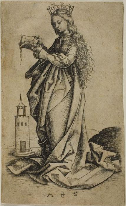 Wikioo.org - The Encyclopedia of Fine Arts - Painting, Artwork by Martin Schongauer - St Barbara