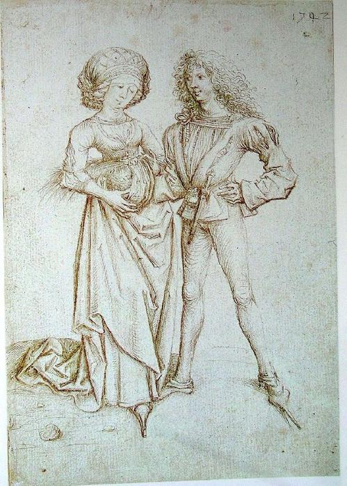 Wikioo.org - The Encyclopedia of Fine Arts - Painting, Artwork by Martin Schongauer - Standing Couple