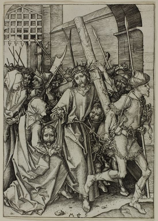 Wikioo.org - สารานุกรมวิจิตรศิลป์ - จิตรกรรม Martin Schongauer - The bearing the Cross