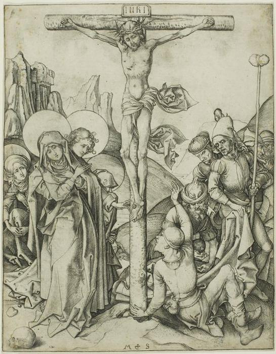 WikiOO.org - Encyclopedia of Fine Arts - Lukisan, Artwork Martin Schongauer - The Crucifixion with the Holy Women