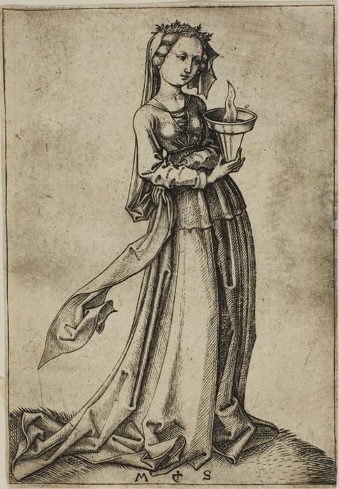 WikiOO.org - Encyclopedia of Fine Arts - Maleri, Artwork Martin Schongauer - The Fourth Wise Virgin