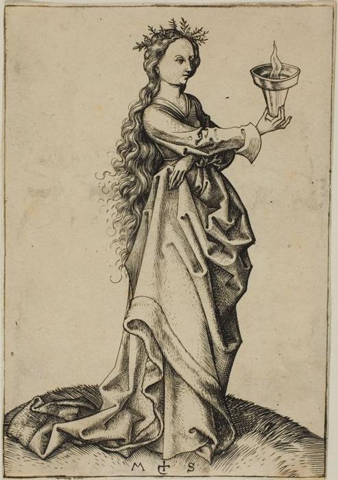 WikiOO.org - Encyclopedia of Fine Arts - Maľba, Artwork Martin Schongauer - The Third Wise Virgin