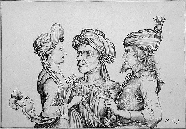 WikiOO.org - אנציקלופדיה לאמנויות יפות - ציור, יצירות אמנות Martin Schongauer - The Thre men