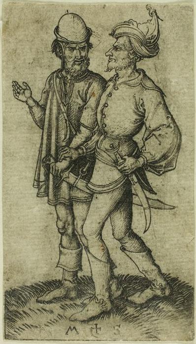 WikiOO.org - Enciclopedia of Fine Arts - Pictura, lucrări de artă Martin Schongauer - Two Moors in Conversation
