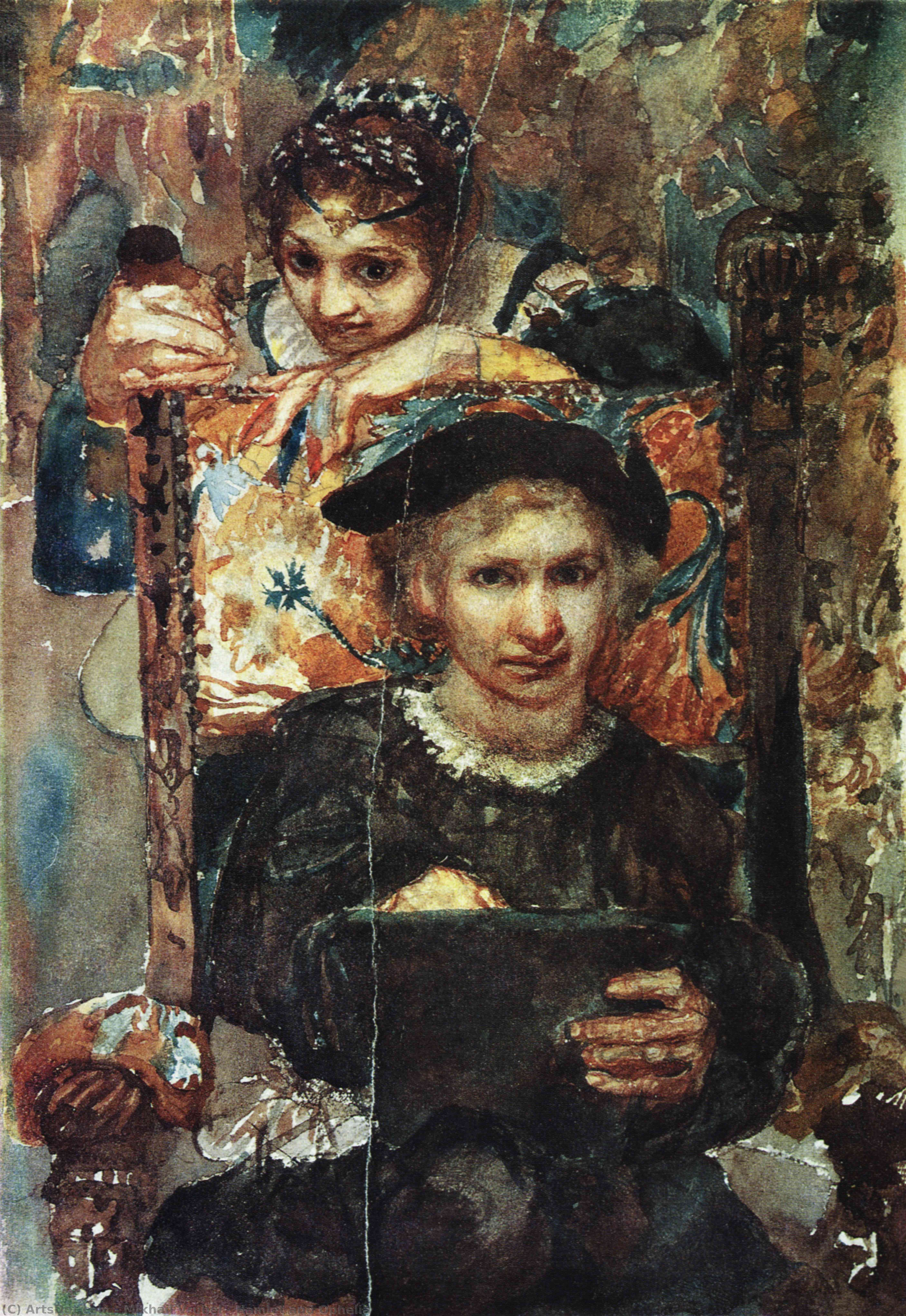 WikiOO.org - Encyclopedia of Fine Arts - Lukisan, Artwork Mikhail Vrubel - Hamlet and Ophelia
