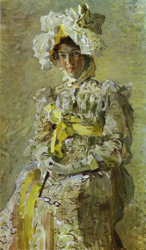 Wikioo.org - The Encyclopedia of Fine Arts - Painting, Artwork by Mikhail Vrubel - Portrait of Nadezhda Zabela-Vrubel, the Artist's Wife, in an Empire Dress