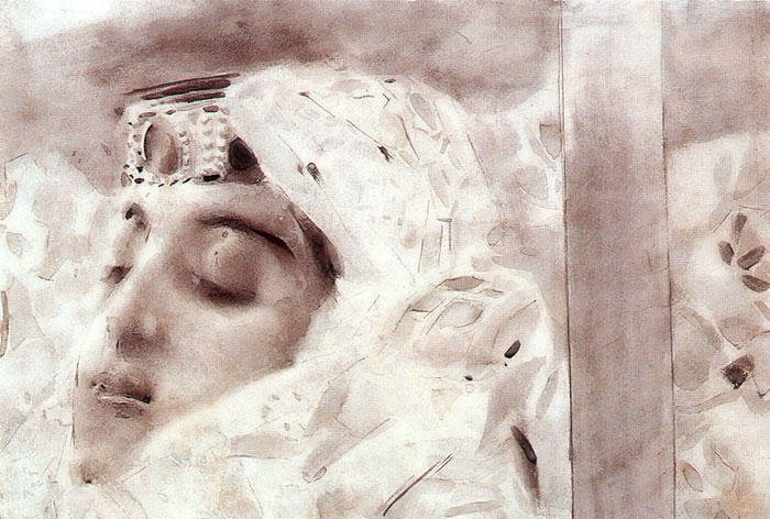 WikiOO.org - Encyclopedia of Fine Arts - Malba, Artwork Mikhail Vrubel - Tamara in Coffin