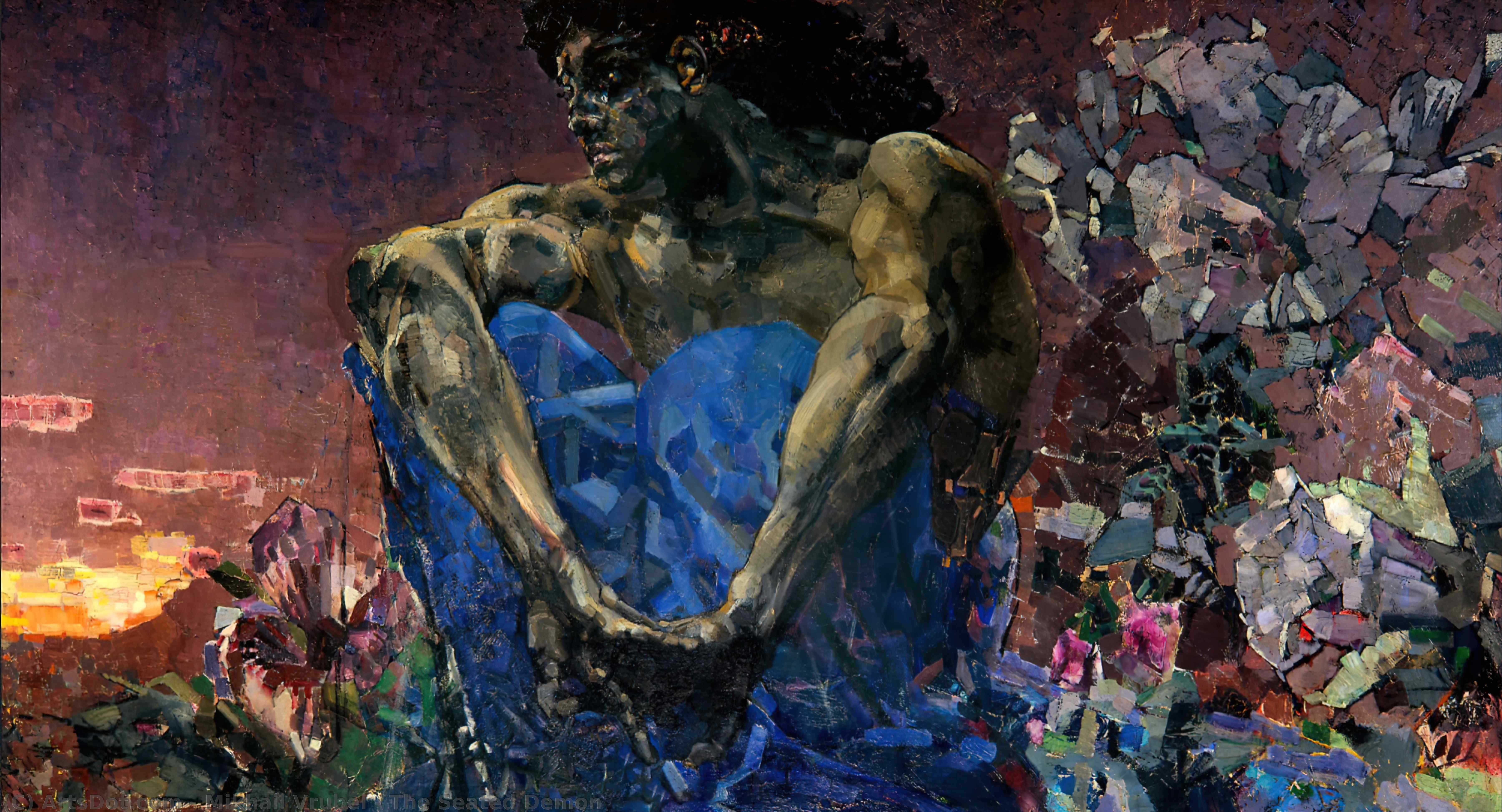 Wikioo.org – L'Enciclopedia delle Belle Arti - Pittura, Opere di Mikhail Vrubel - The Demon Seduti