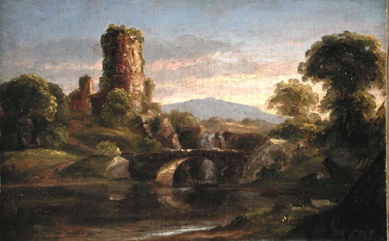 WikiOO.org - دایره المعارف هنرهای زیبا - نقاشی، آثار هنری Thomas Cole - Castle and River