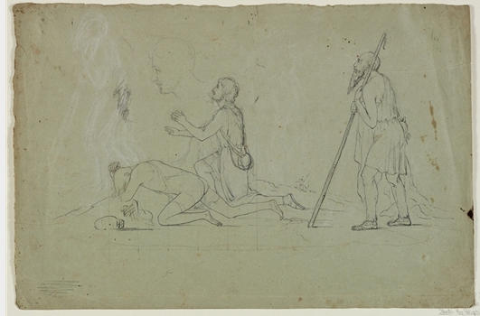 WikiOO.org - Encyclopedia of Fine Arts - Lukisan, Artwork Thomas Cole - Composition Study of Three Shepherds