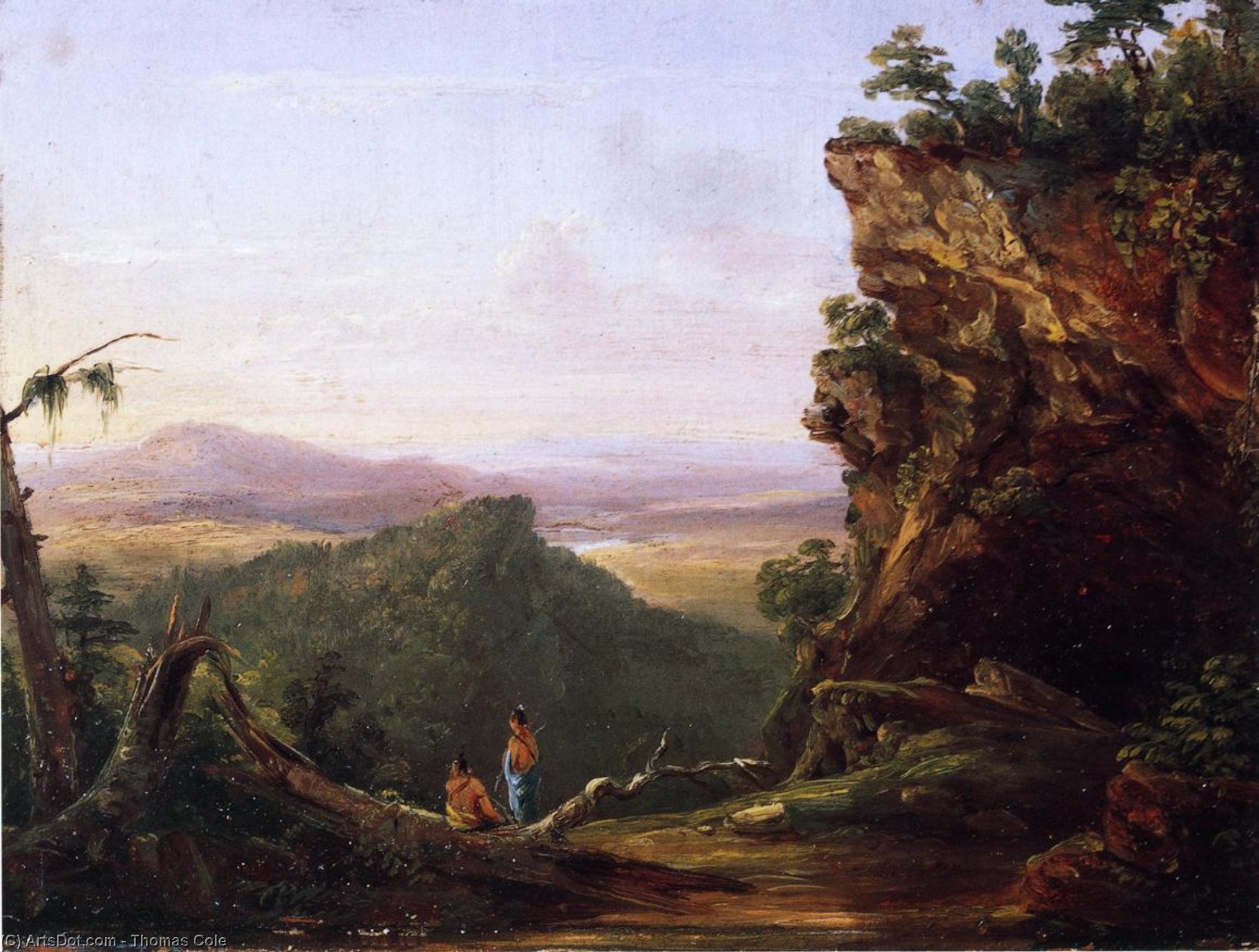 Wikioo.org - The Encyclopedia of Fine Arts - Painting, Artwork by Thomas Cole - Indians Viewing Landscape