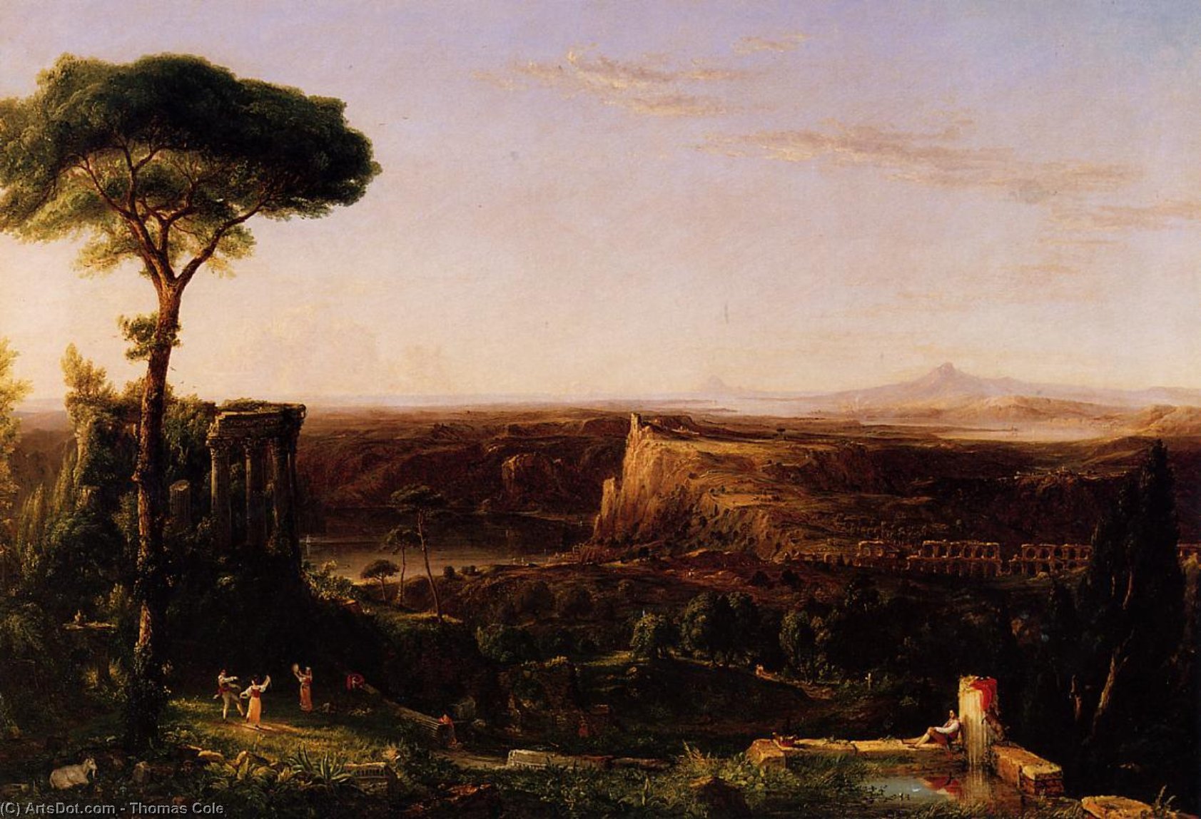 Wikioo.org - The Encyclopedia of Fine Arts - Painting, Artwork by Thomas Cole - Italian Scene Composition
