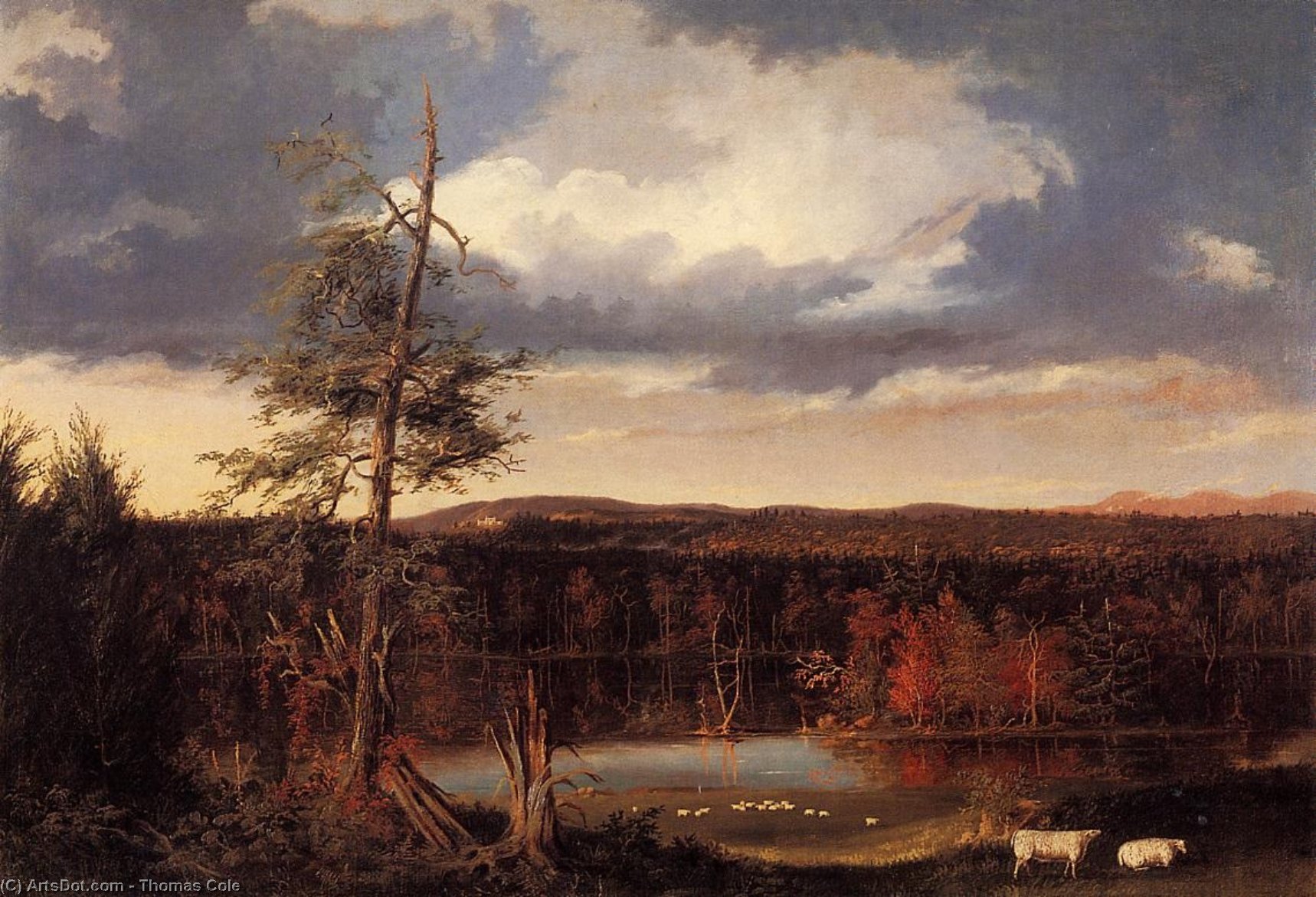 Wikioo.org - The Encyclopedia of Fine Arts - Painting, Artwork by Thomas Cole - Landscape, the Seat of Mr. Featherstonhaugh in the Distance