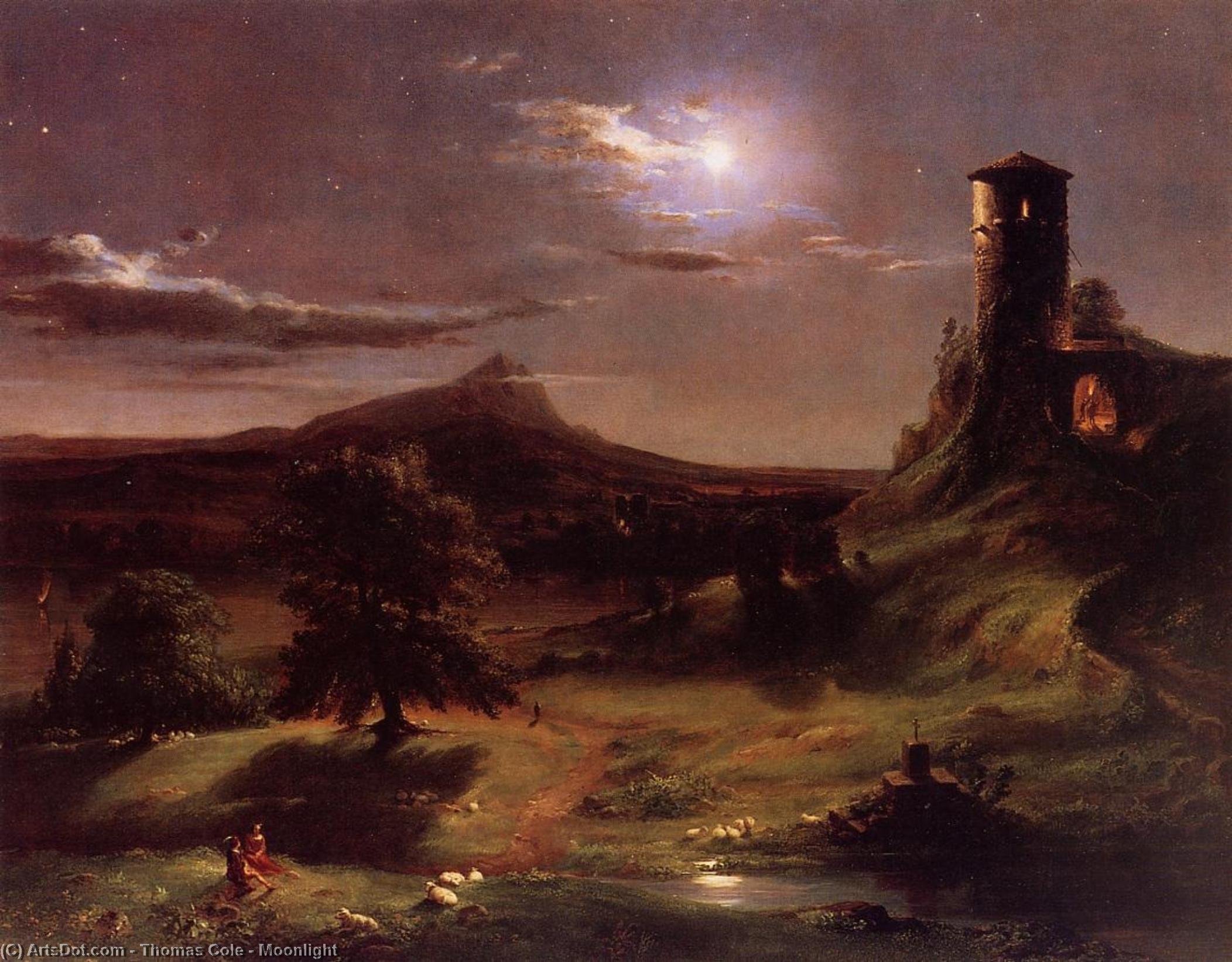 Wikioo.org - The Encyclopedia of Fine Arts - Painting, Artwork by Thomas Cole - Moonlight