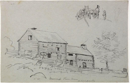 WikiOO.org - Encyclopedia of Fine Arts - Lukisan, Artwork Thomas Cole - Newcomb Farmhouse, Adirondacks
