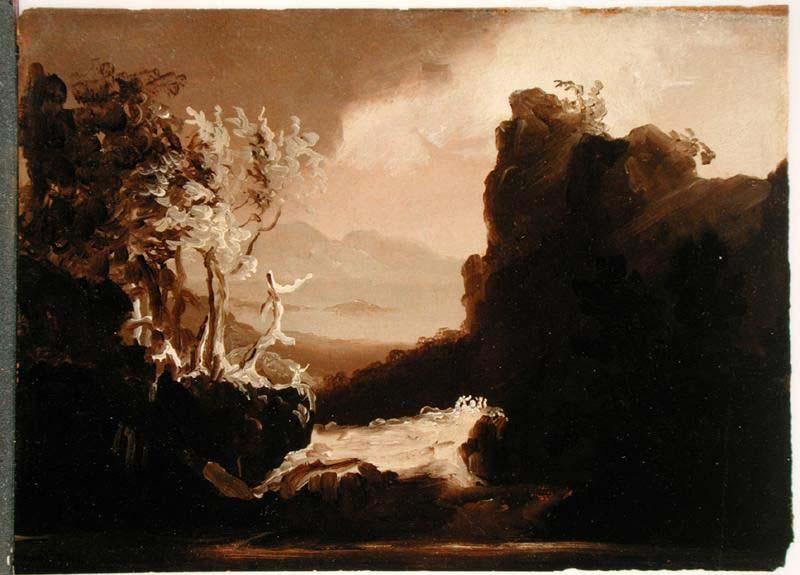 WikiOO.org - دایره المعارف هنرهای زیبا - نقاشی، آثار هنری Thomas Cole - Romantic Landscape (Last of the Mohicans)