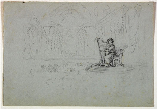 Wikioo.org – L'Enciclopedia delle Belle Arti - Pittura, Opere di Thomas Cole - seduti figura con una `harp`