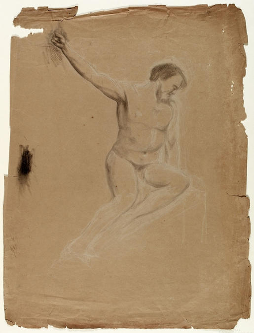 WikiOO.org - Encyclopedia of Fine Arts - Målning, konstverk Thomas Cole - Seated Nude Male Figure