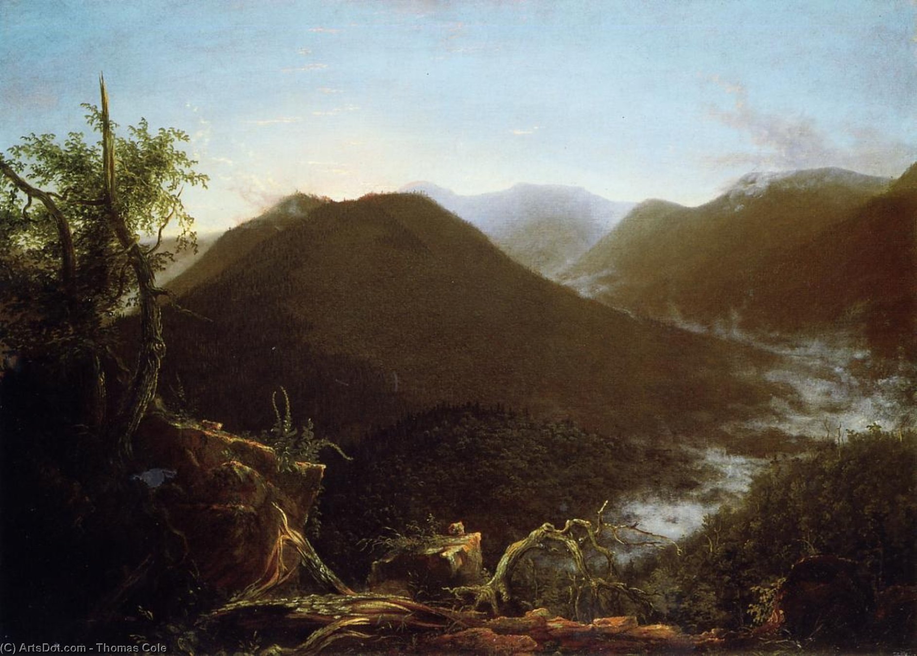 Wikioo.org – La Enciclopedia de las Bellas Artes - Pintura, Obras de arte de Thomas Cole - amanecer cómo  el  Montañas Catskill