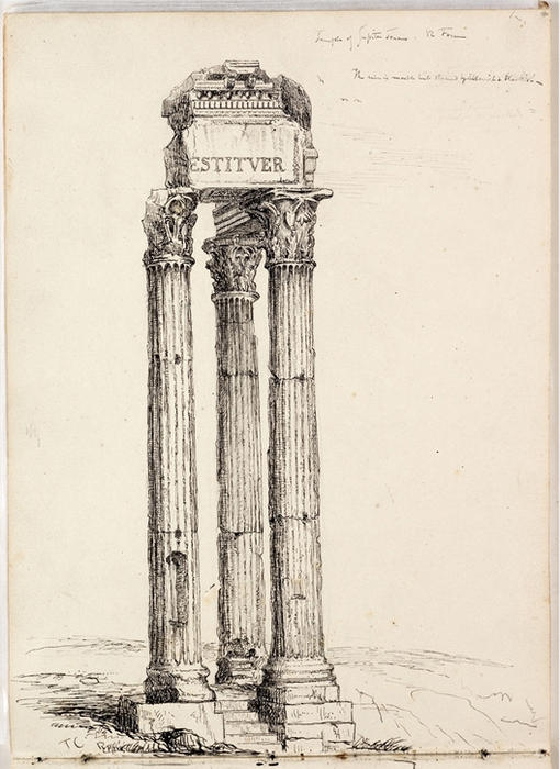 WikiOO.org - Encyclopedia of Fine Arts - Målning, konstverk Thomas Cole - Temple of Vespasian, Called the Temple of Jupiter Tonans